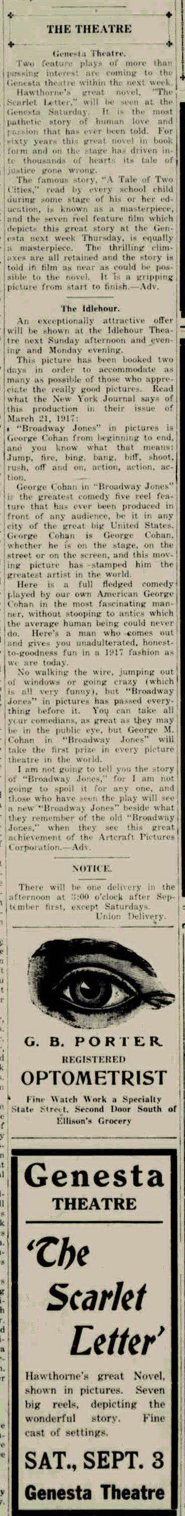 Regent Theater - Aug 30 1917 Idlehour And Genesta